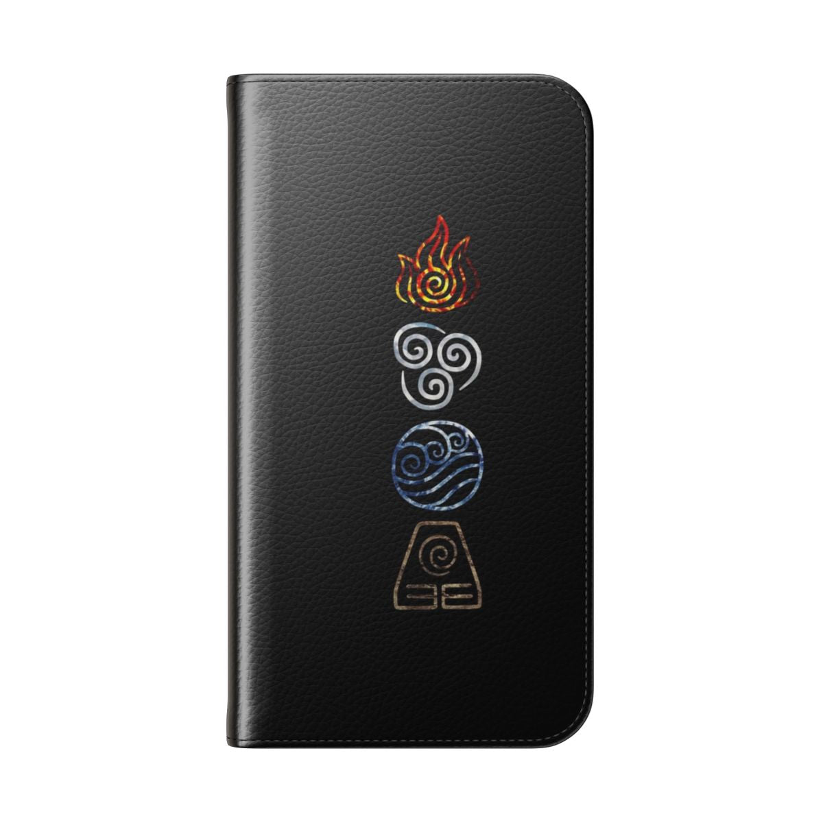 Avatar the Last Airbender and Legend of Korra inspired phone case featuring the four elements - water, earth, fire, and air. - Folded Back