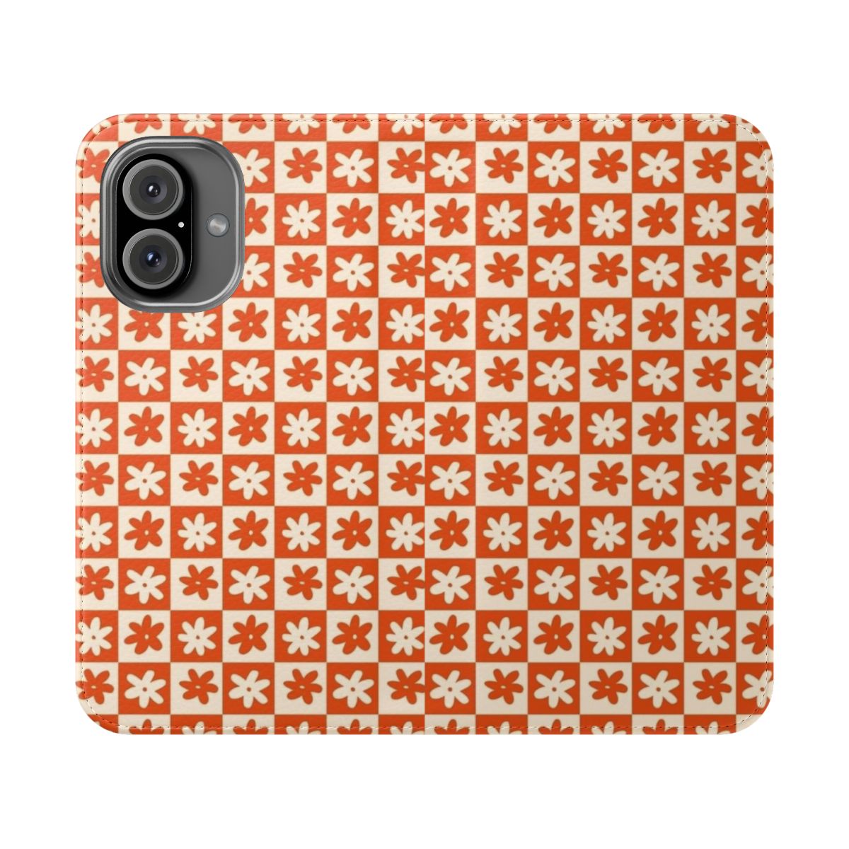 Vibrant orange floral botanical phone case with wildflower-inspired design