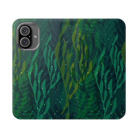 Emerald forest underwater phone case with vibrant seaweed and bubbles