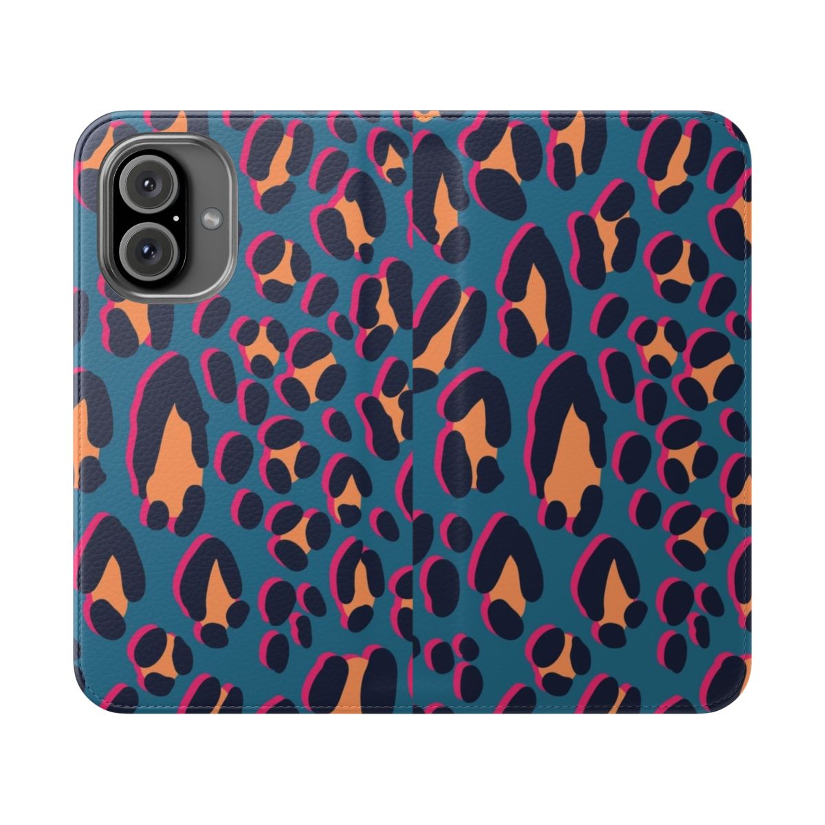 Sparkle safari print phone case with a flip cover design