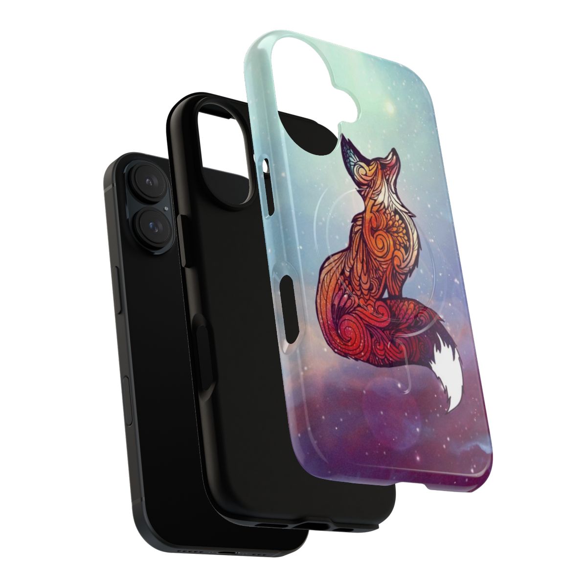 Space fox design on a durable and protective magnetic phone case - Layers