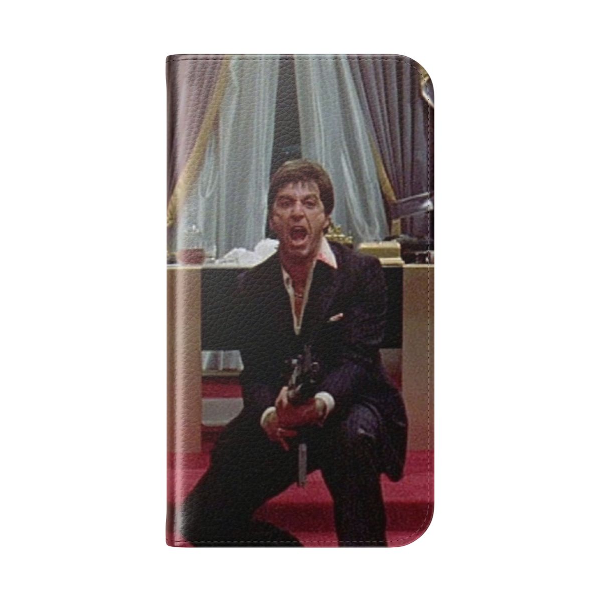 Classic '80s Scarface-Inspired Flip Phone Case - Folded Back