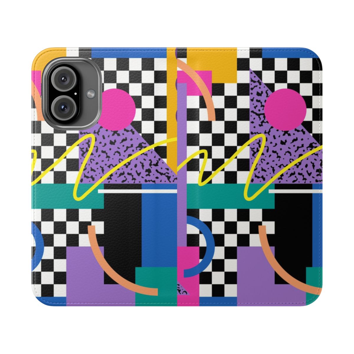 Retro Memphis pattern 90s 80s style flip phone case