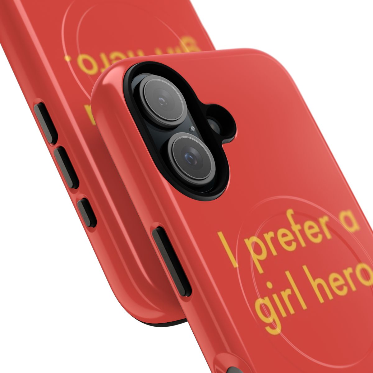 Magnetic phone case with "I Prefer a Girl Hero" quote from Wes Anderson's Moonrise Kingdom film - Detail