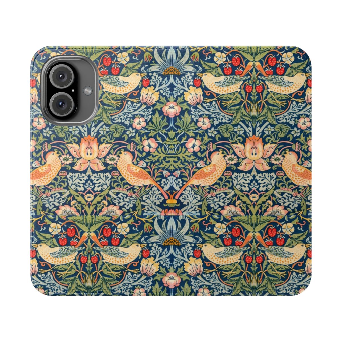 Vintage-inspired botanical phone case featuring a lush floral pattern in shades of green