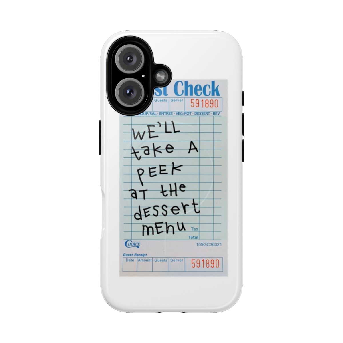 Aesthetic dessert menu guest check phone case with magnetic closure