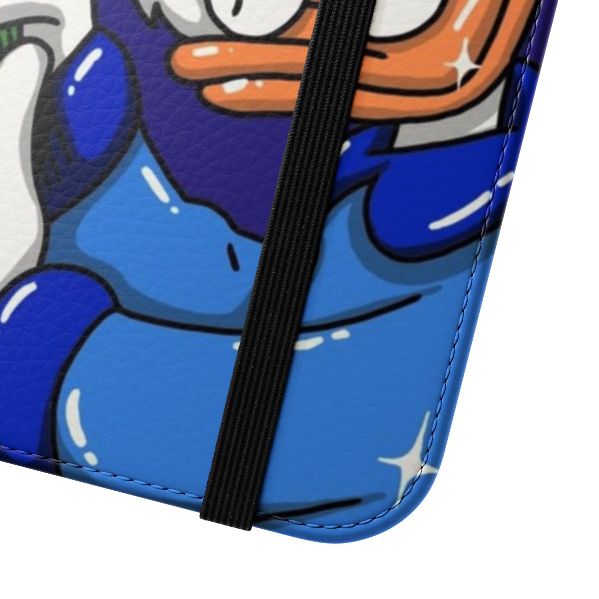 Vintage-style flip cover phone case featuring Scrooge McDuck character design by artist Eva Kiseleva - Close Up