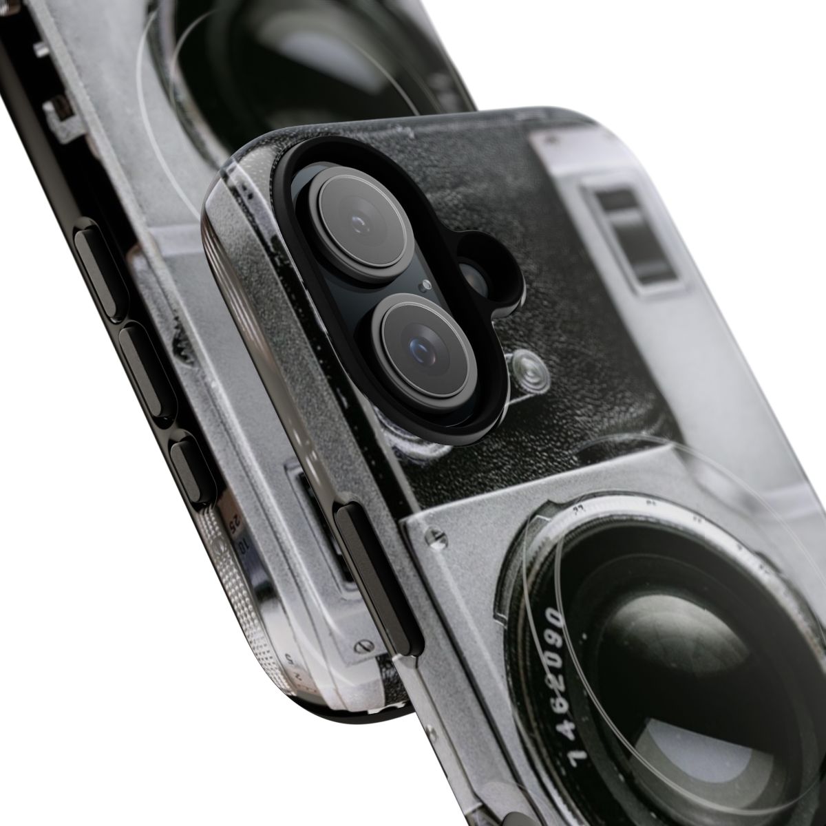 Vintage camera-themed magnetic tough phone case with classic design - Detail