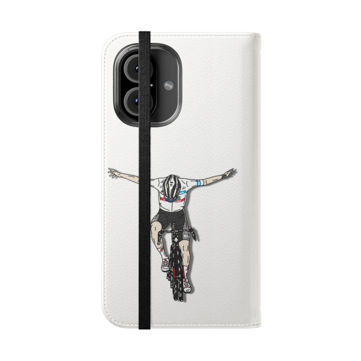 Colorful cycling jersey-inspired phone case with polka dot design - Folded Front