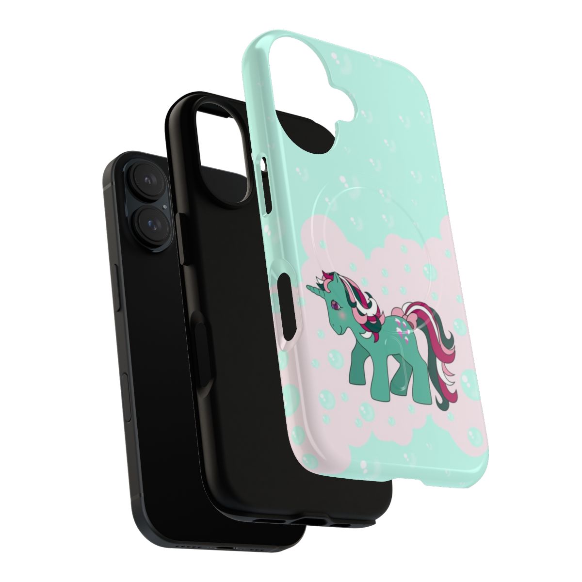 Colorful phone case with a vintage My Little Pony design, featuring pastel colors and a nostalgic 1980s aesthetic. - Layers