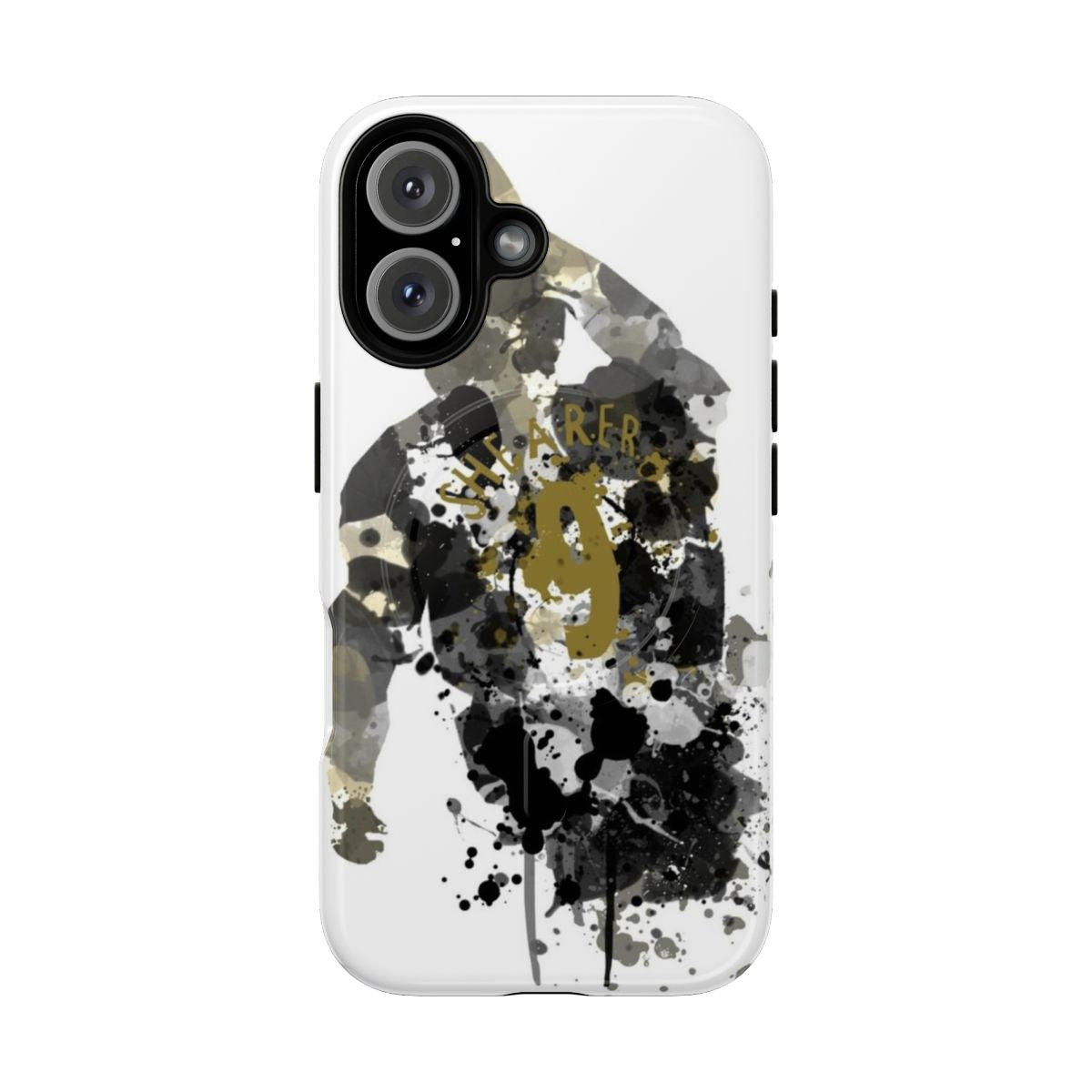 Magnetic tough phone case featuring a custom art design of Newcastle United legend Alan Shearer.