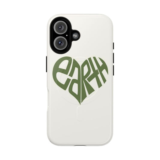 Eco-friendly magnetic phone case with hand-drawn "Love the Earth" design