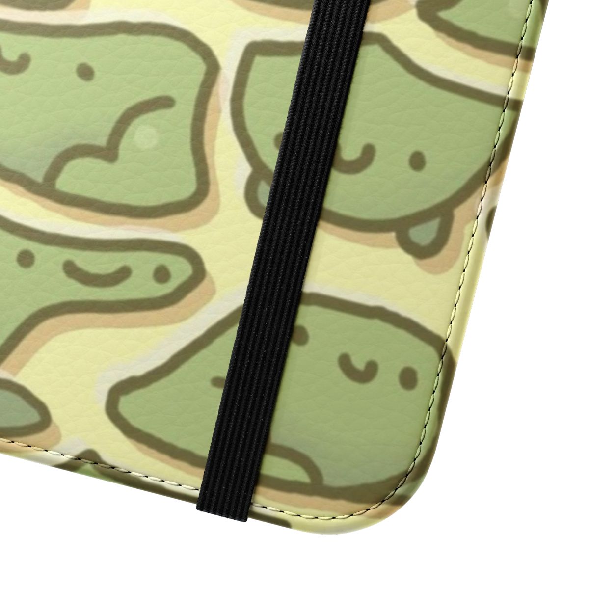 Colorful frog-themed phone case with playful shapes - Close Up