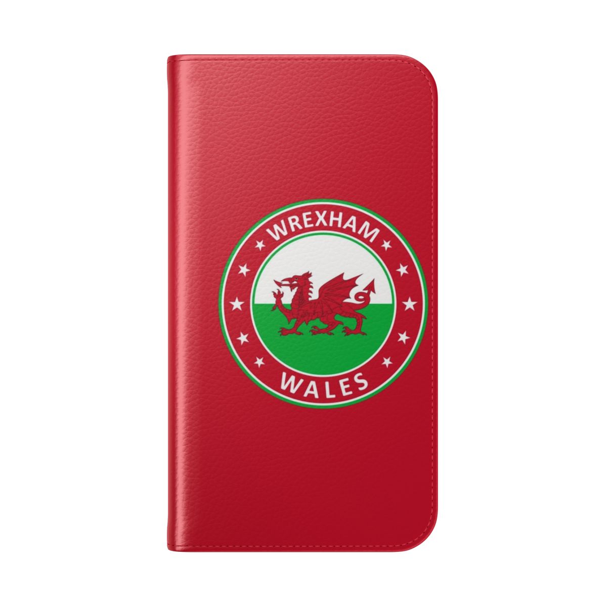 Wrexham Wales phone case featuring the red dragon design of the Welsh flag - Folded Back