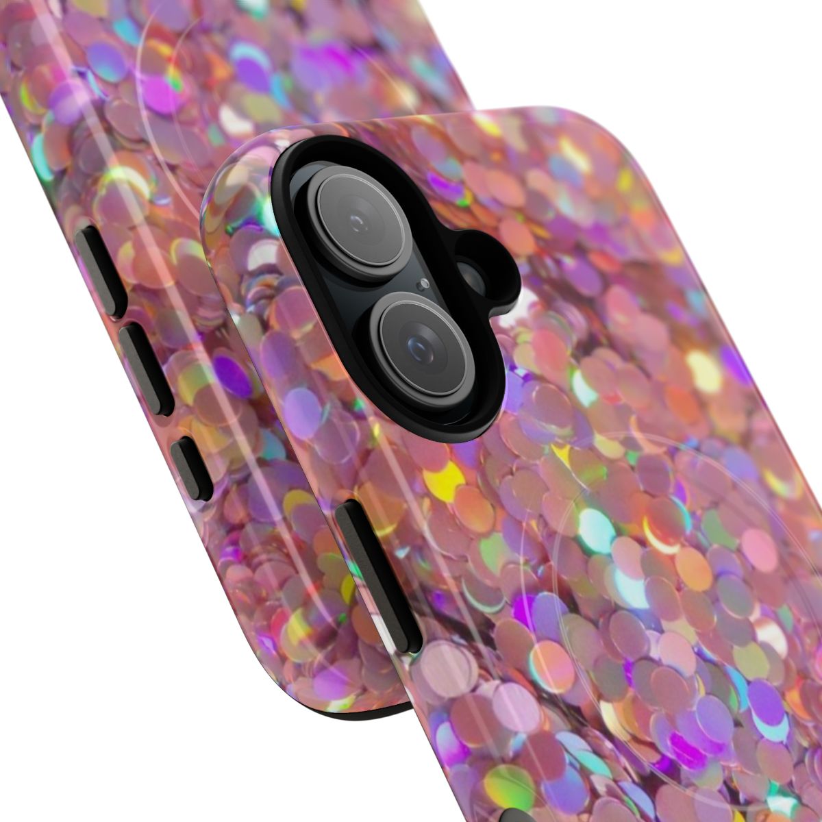 Stylish pink glitter phone case with magnetic closure - Detail