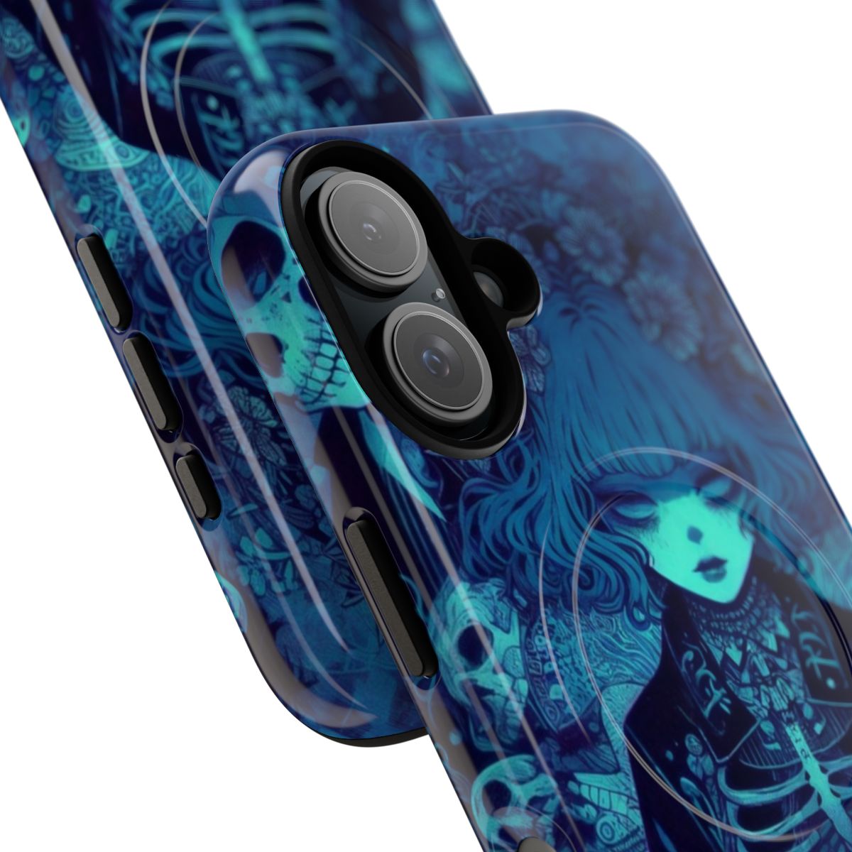 Echoes of the Forgotten magnetic phone case featuring a haunting, ethereal ghost design - Detail