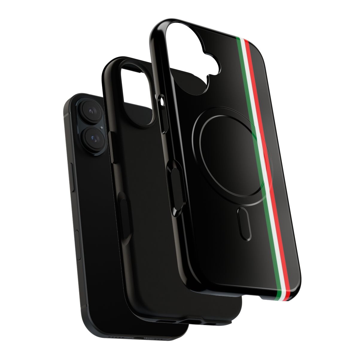 Minimalist phone case featuring the iconic colors and design of the Italian flag - Layers