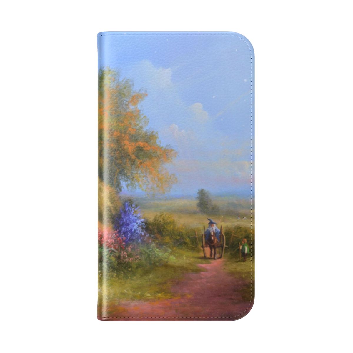 Artistic phone case featuring a wizard in a fantastical landscape, inspired by The Lord of the Rings. - Folded Back