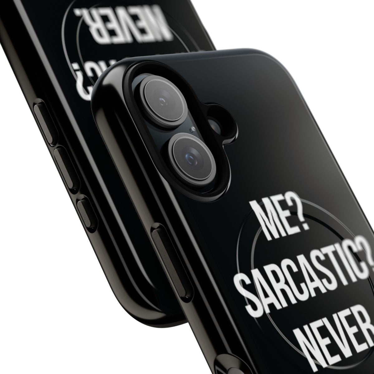 Sarcastic phone case with a minimalist, artistic design featuring humorous quotes and messages - Detail