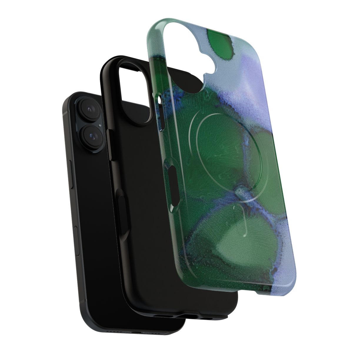 Artistic green abstract phone case with magnetic protection - Layers