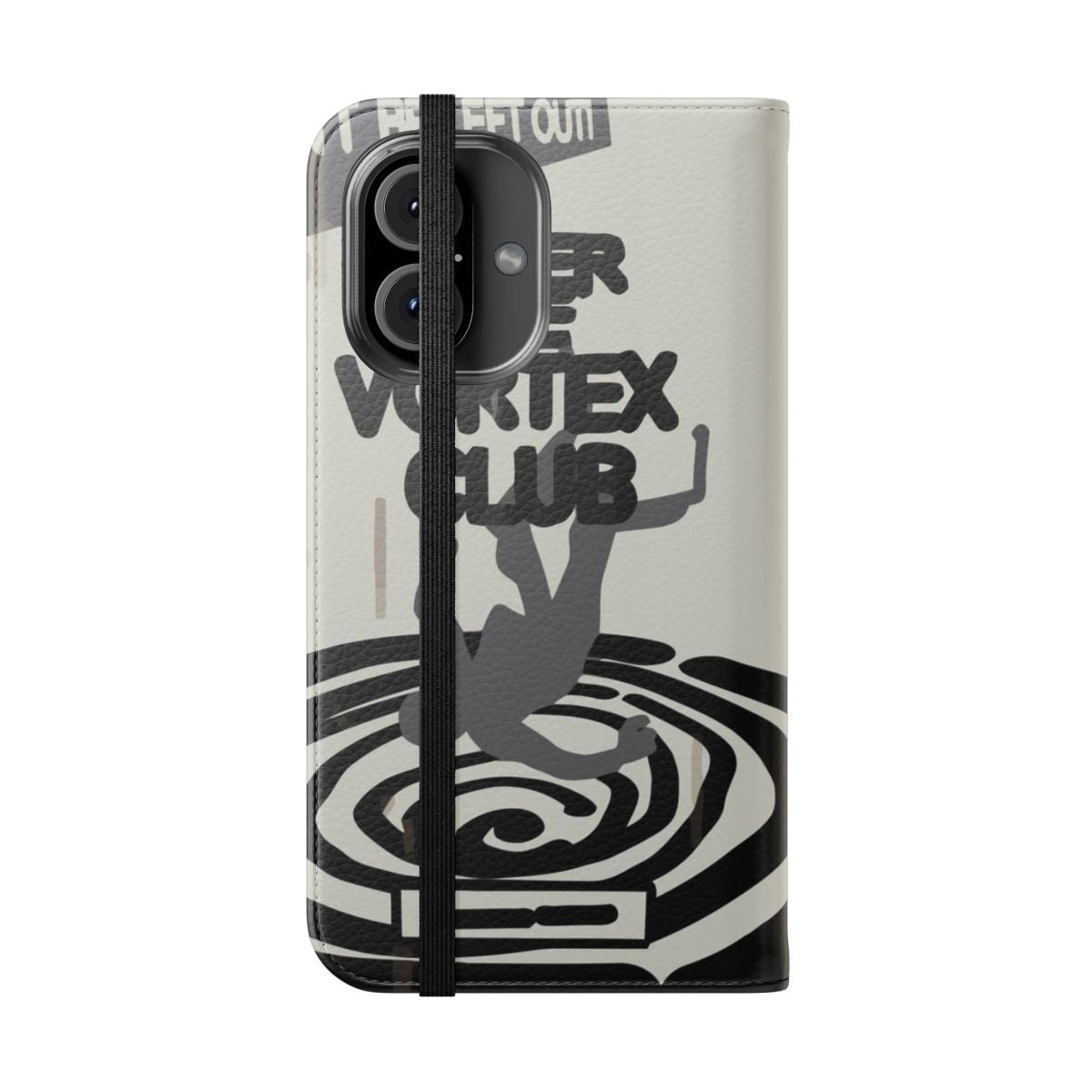 Spiral-patterned flip cover phone case inspired by the Vortex Club from the game Life is Strange - Folded Front