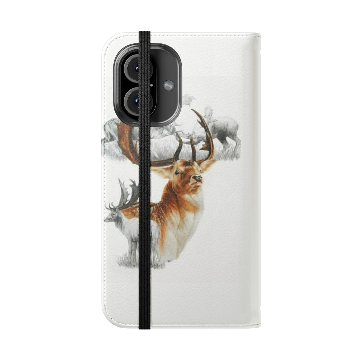 Fallow deer collage design on a flip cover phone case - Folded Front