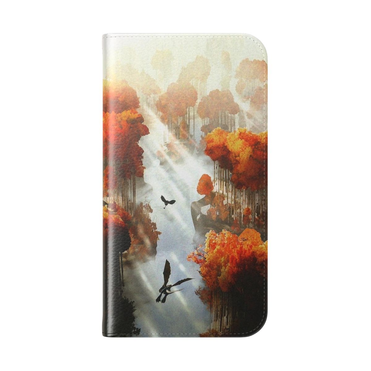 Autumn-themed flip cover phone case with dragon design - Folded Back