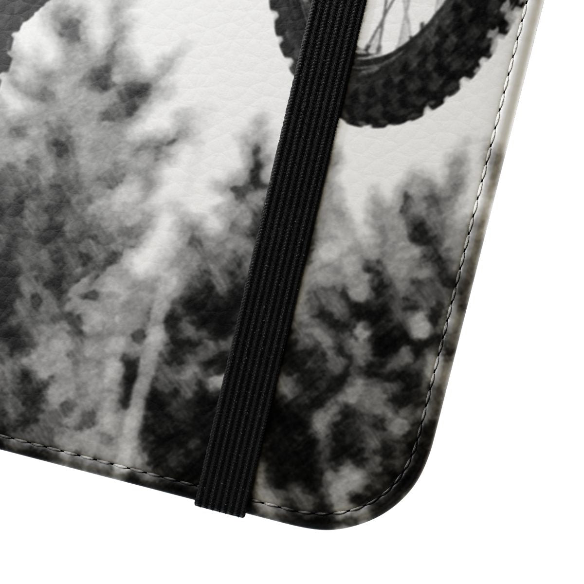 Motocross racer riding a dirt bike on a racetrack with the Motocross Racer Flip Cover Phone Case - Close Up