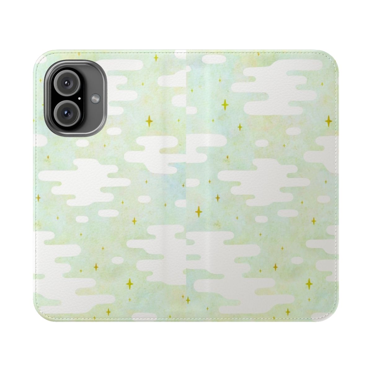 Dreamy cloud pattern pastel mint flip cover phone case