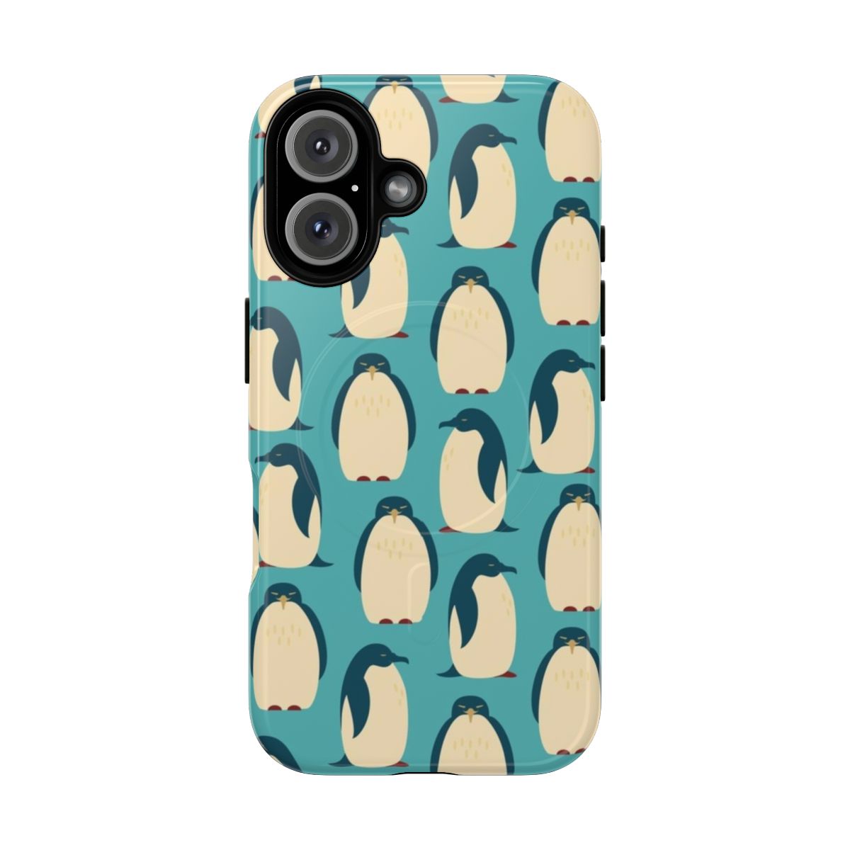 Cozy penguin pattern phone case with magnetic closure