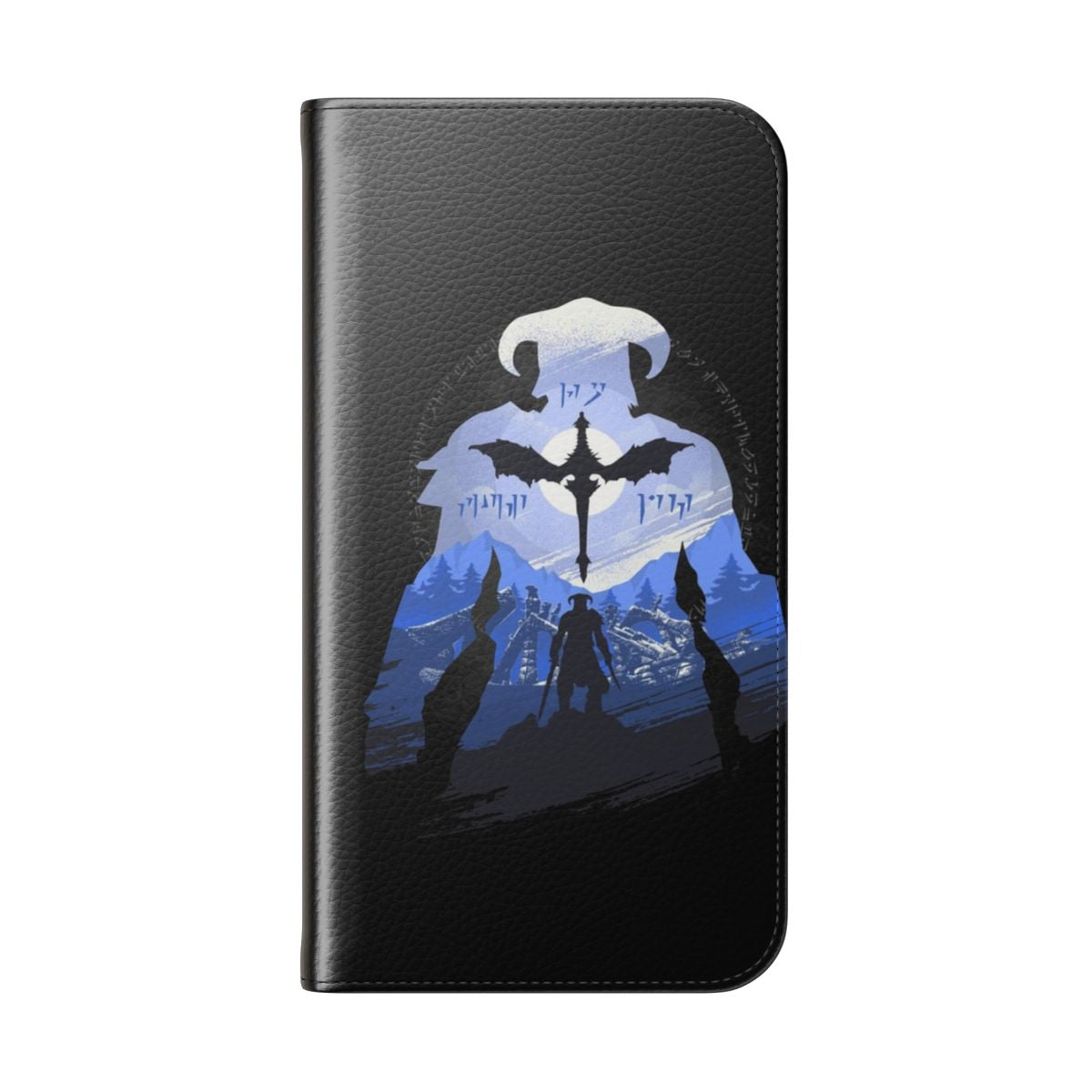 Skyrim-inspired fantasy phone case with a dragon and the Dragonborn - Folded Back