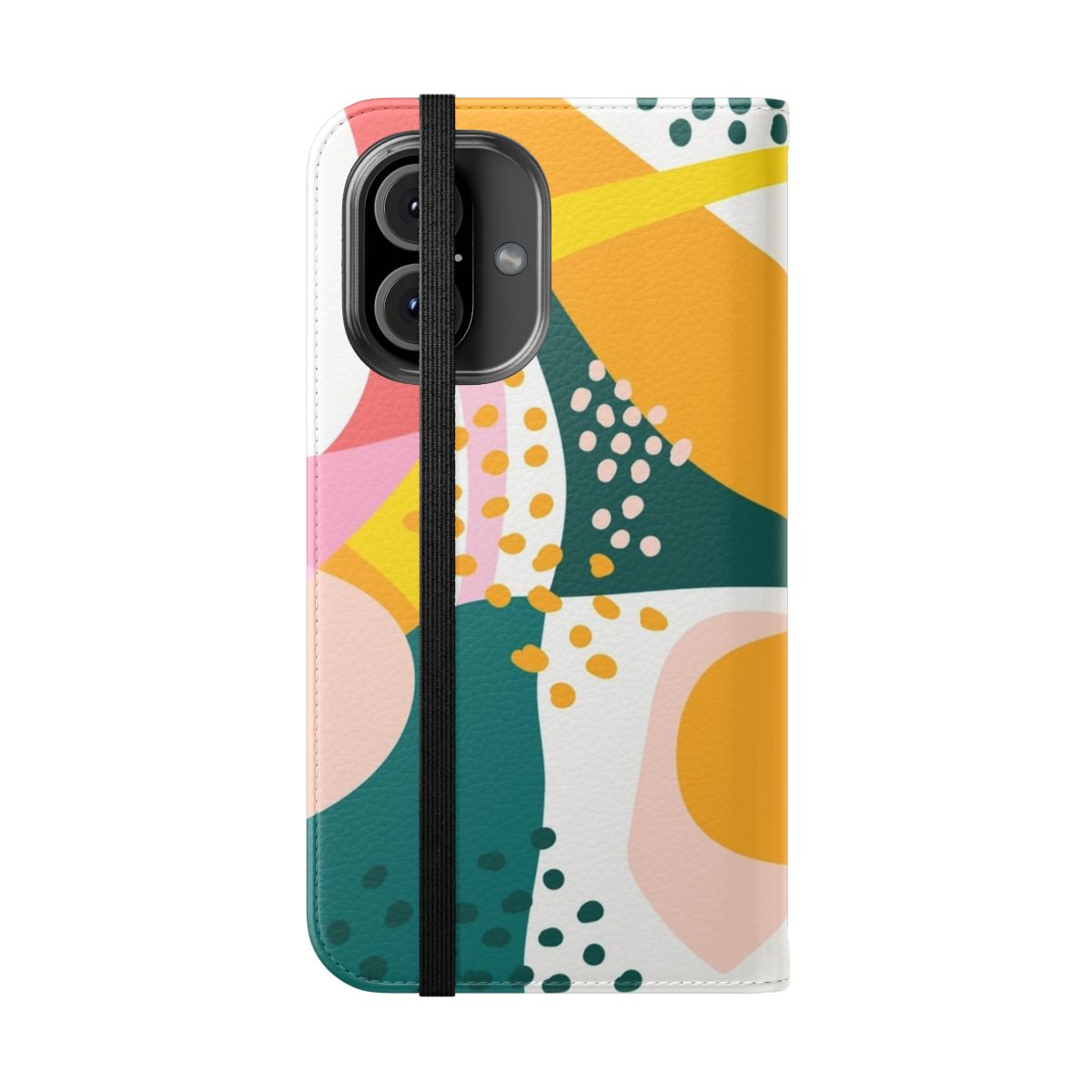 Vibrant geometric abstract art design on a flip phone case - Folded Front