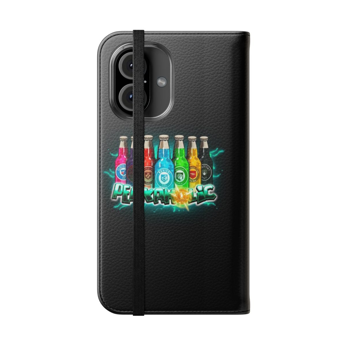 Vibrant phone case with Call of Duty: Black Ops-inspired zombie perks design - Folded Front