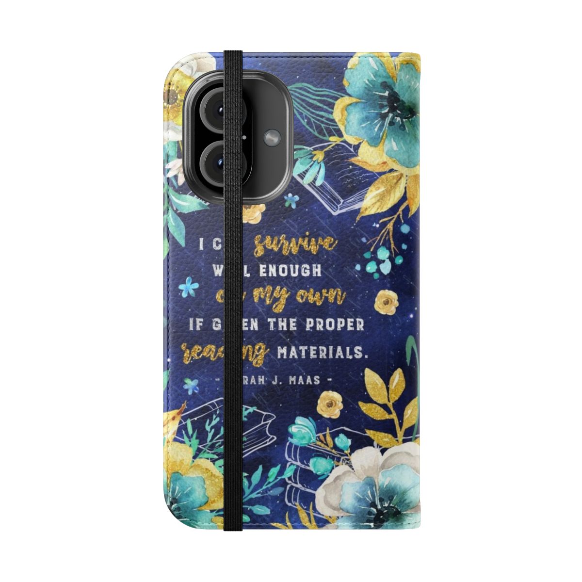 Fantastical watercolor teal and gold floral phone case - Folded Front