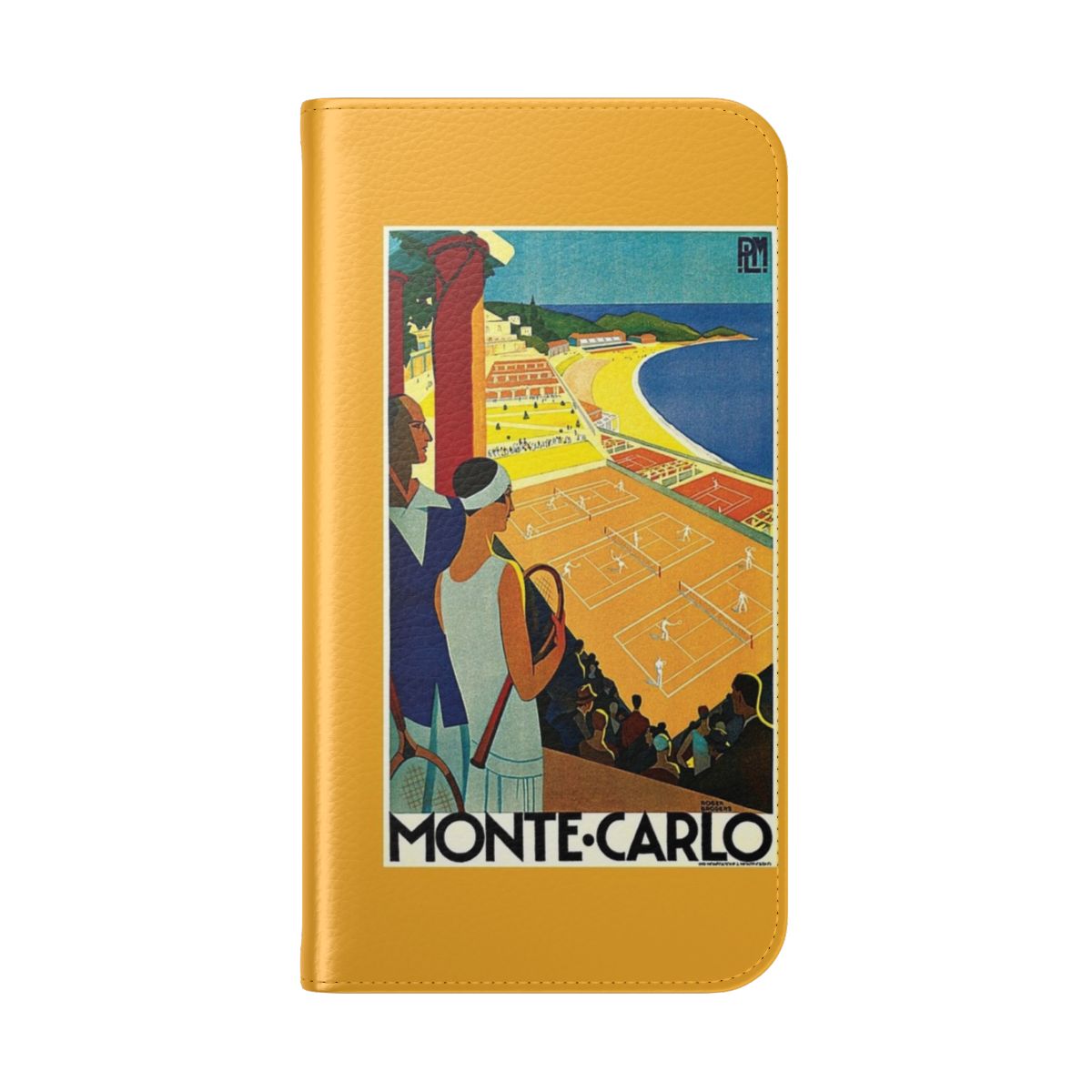 Vintage phone case with 1920s tennis advertisement from Monte Carlo, Monaco - Folded Back