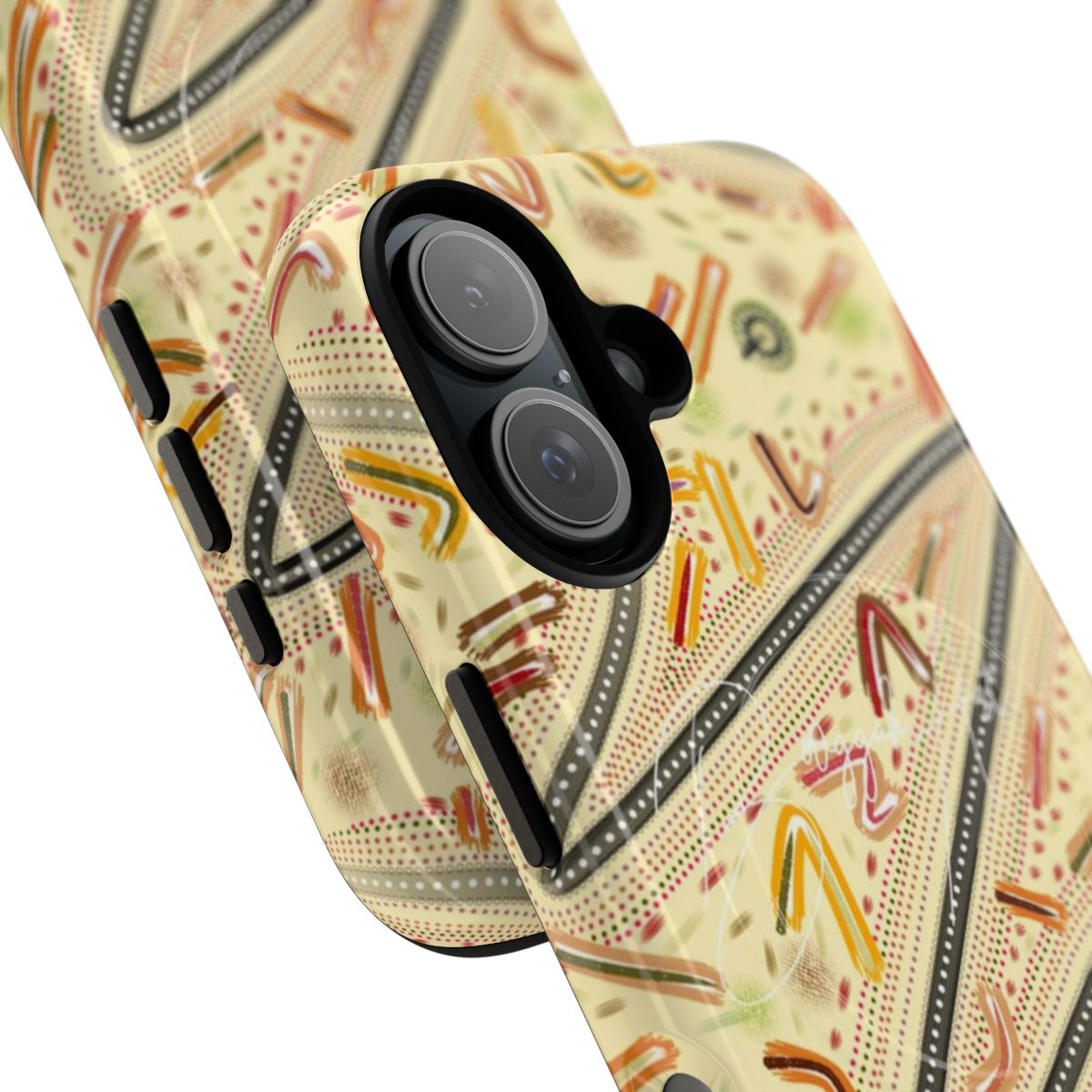 Magnetic phone case with Aboriginal digital art design - Detail