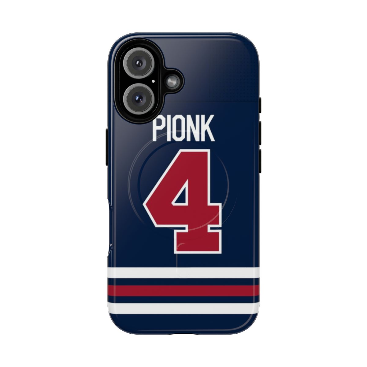 Winnipeg Jets inspired magnetic tough phone case featuring the team's alternate jersey design and player's name