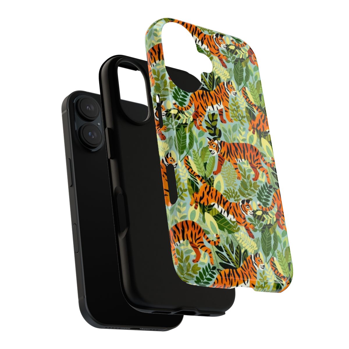 Bright Bengal tiger in a lush green jungle on a magnetic tough phone case - Layers