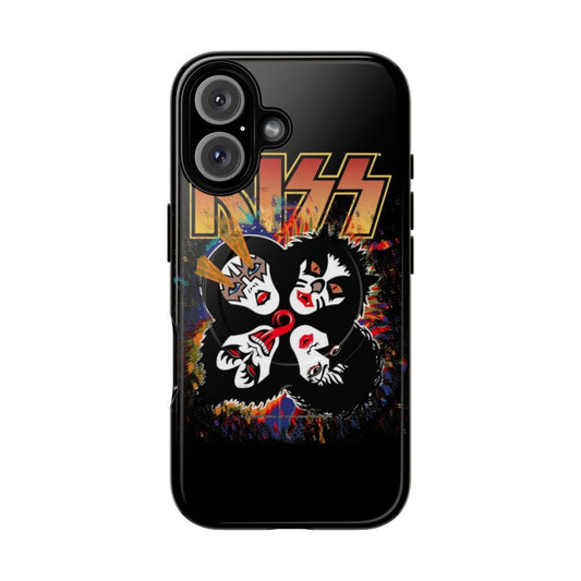 Kiss-inspired rock and roll over splash logo magnetic tough phone case