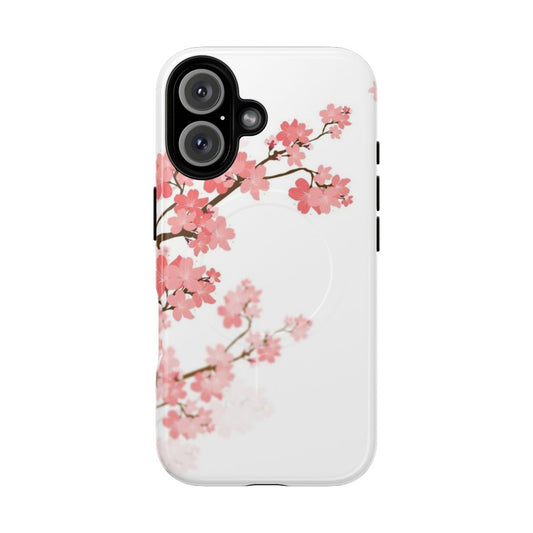 Artistic cherry blossom phone case with pink flowers and nature-inspired design