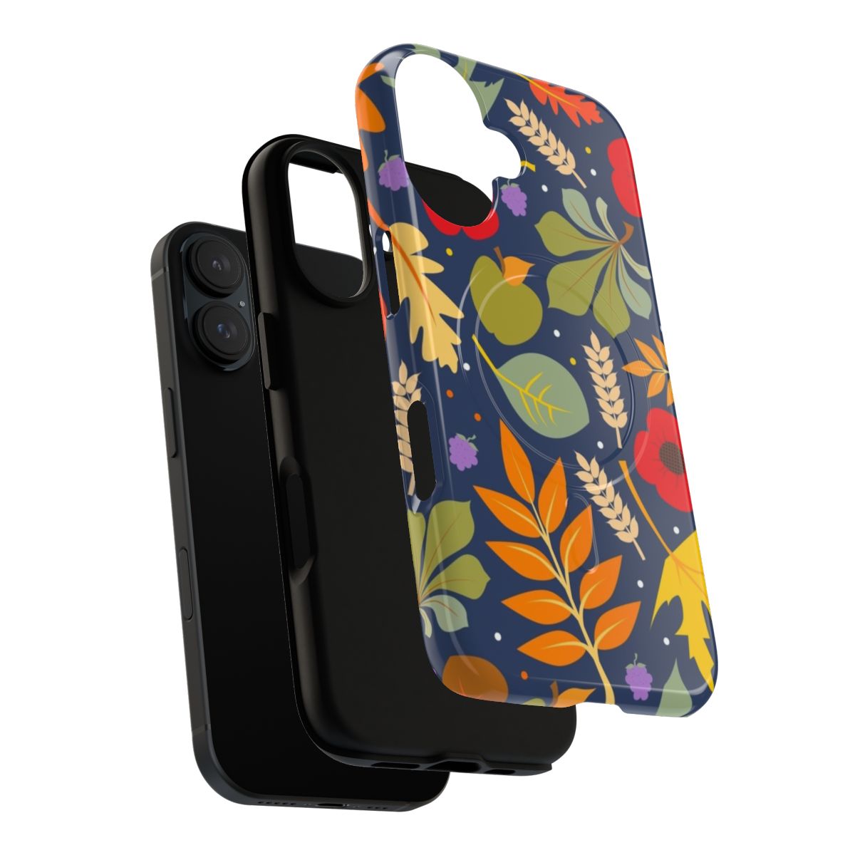 Vibrant autumn leaves, poppies, wheat, and blackberries on a magnetic tough phone case - Layers