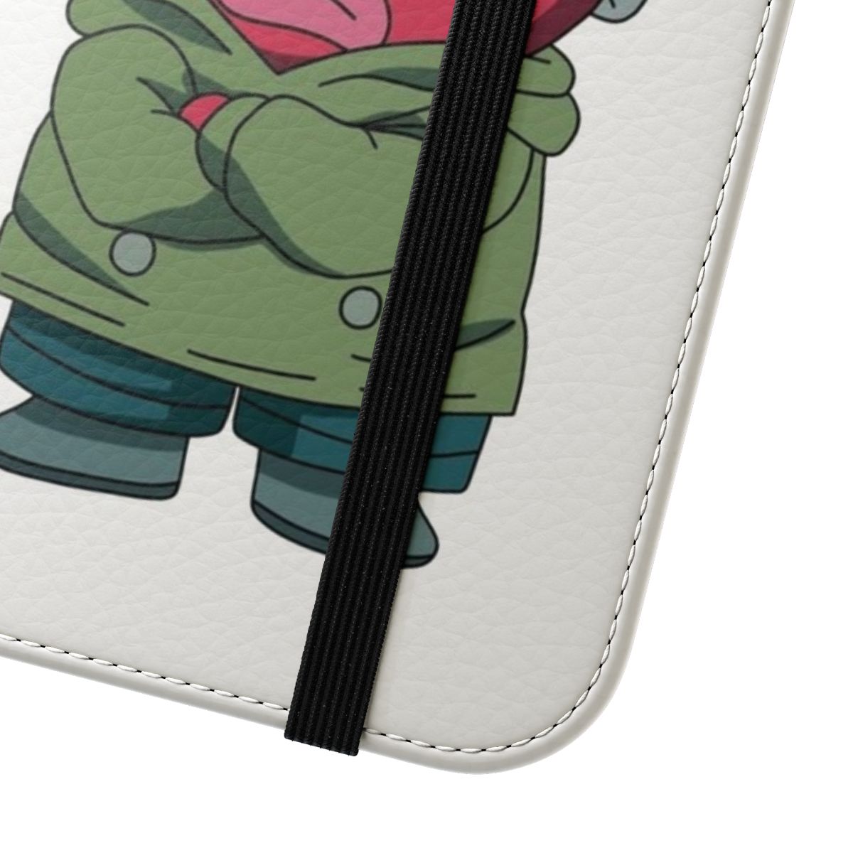 Anime-themed phone case with flip cover design, featuring characters from the popular manga and anime series Hunter X Hunter. - Close Up