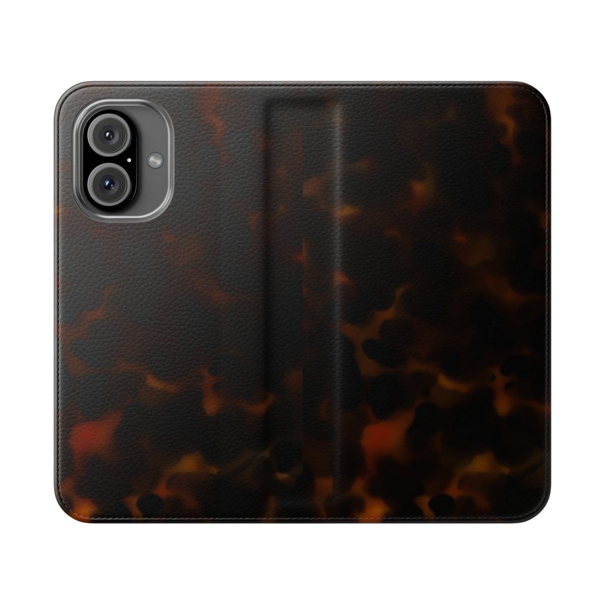 Tortoise shell patterned dark red flip cover phone case