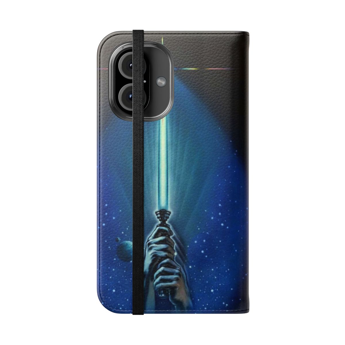 Flip cover phone case with a lightsaber design for Star Wars fans - Folded Front