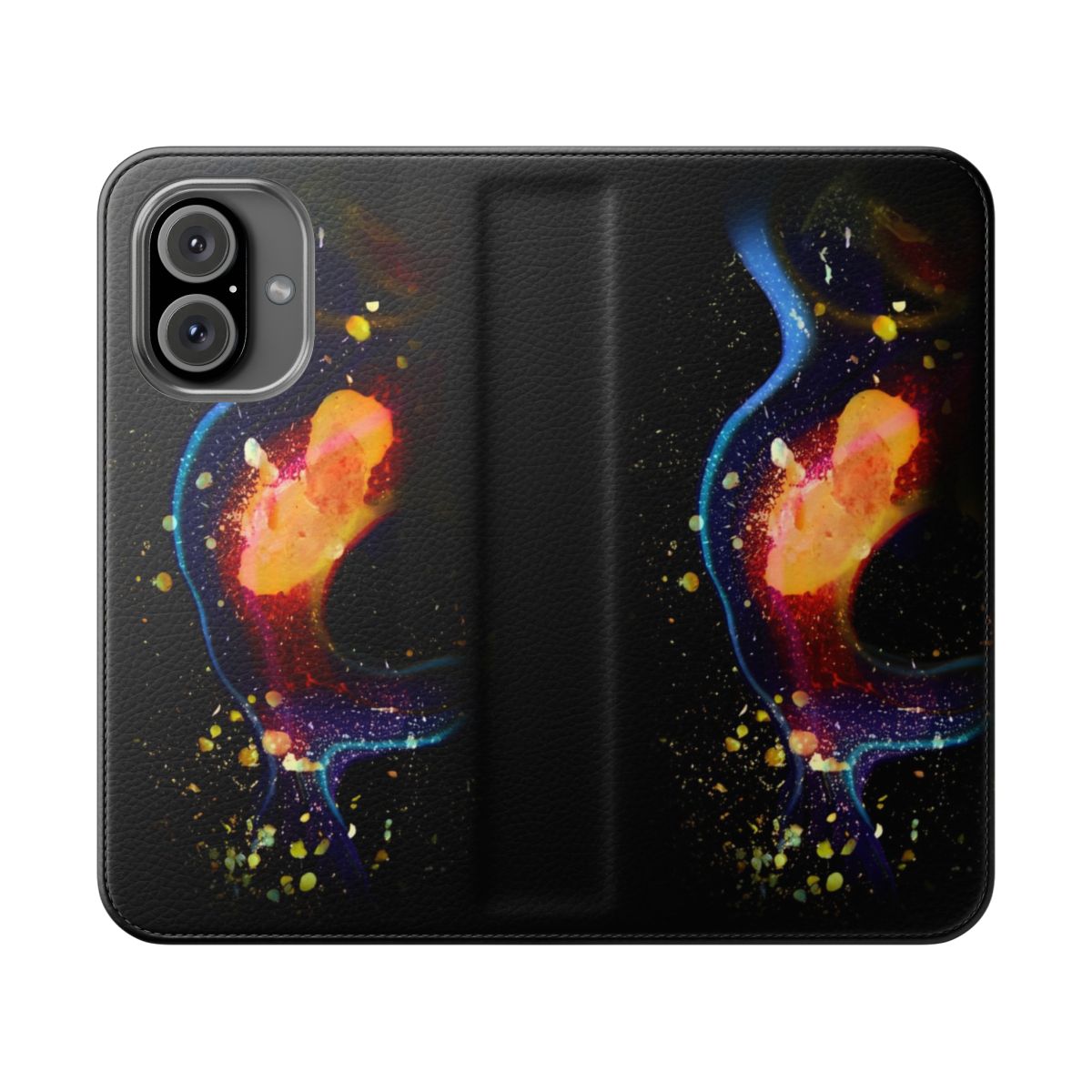 Flip cover phone case featuring the iconic album art for Radiohead's "In Rainbows"