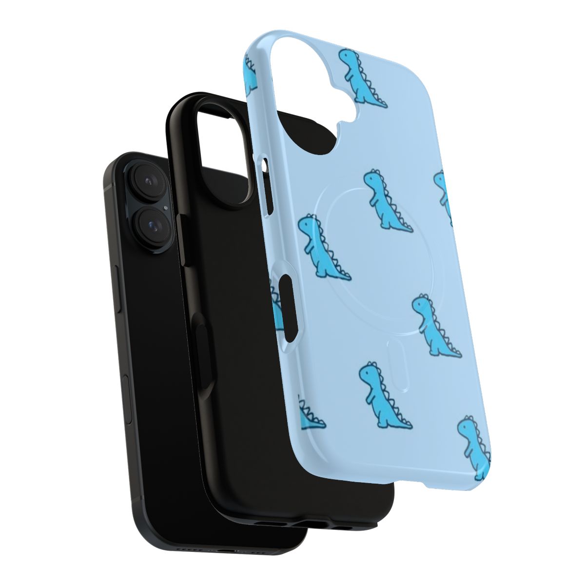 A blue dinosaur-themed magnetic tough phone case with an aesthetic, indie, and VSCO-inspired design. - Layers