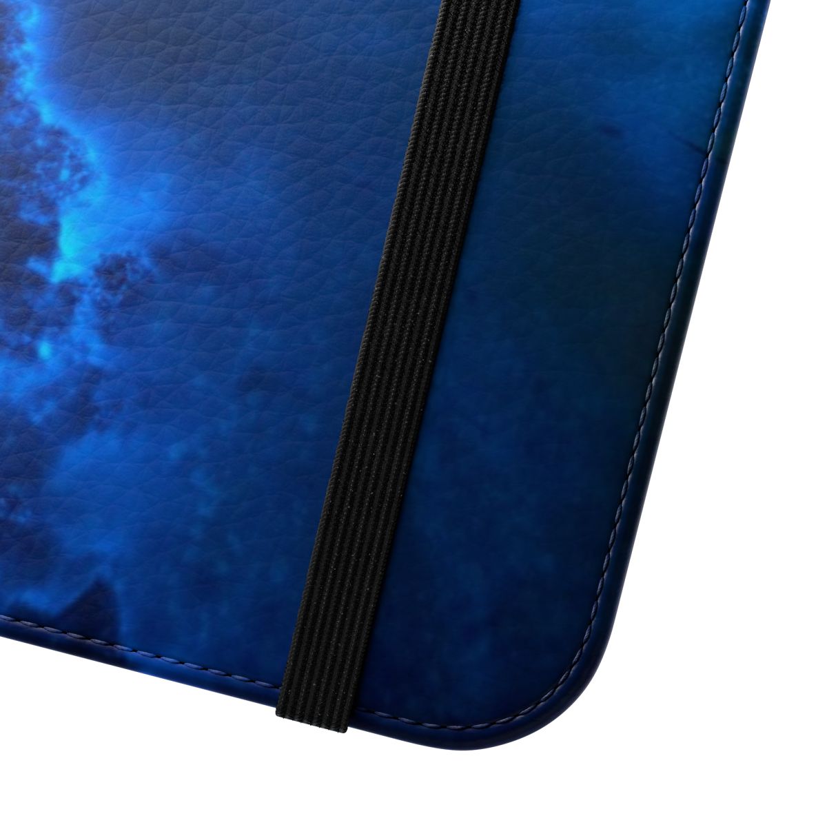 Flip cover phone case featuring a vivid bioluminescent Milky Way galaxy design - Close Up