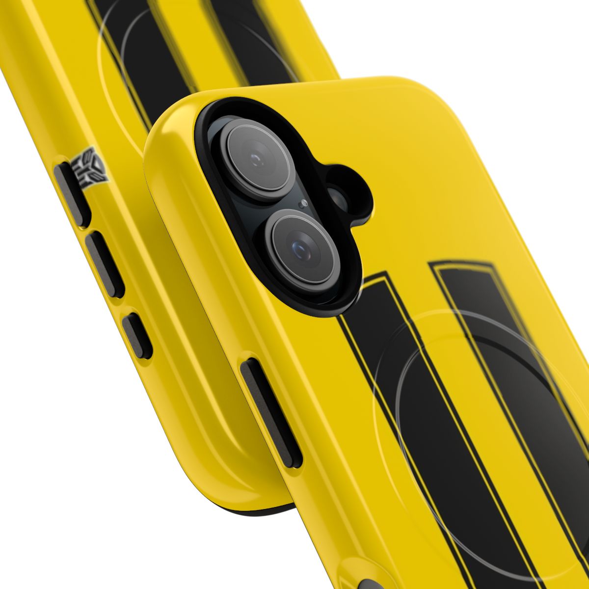 Bumblebee-inspired magnetic phone case with robot design - Detail