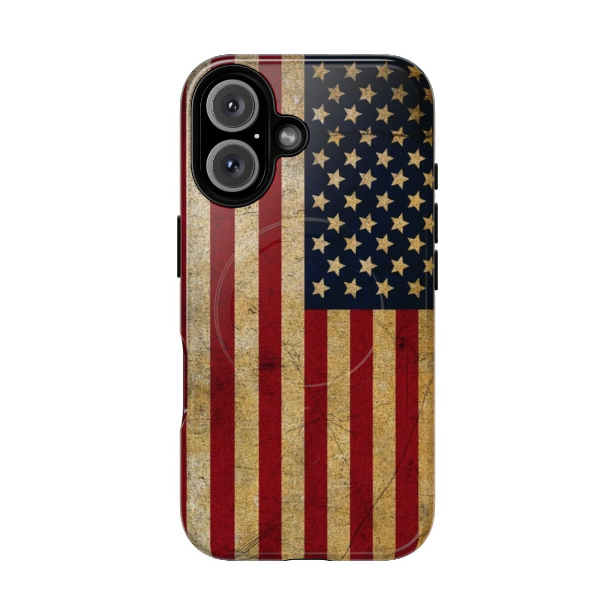 Vintage American flag phone case with a distressed, grunge design