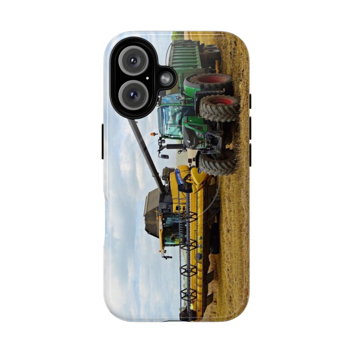 Magnetic tough phone case featuring a modern farming design